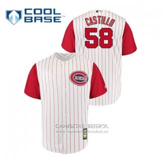 Camiseta Beisbol Hombre Cincinnati Reds Luis Castillo Throwback 1961 Cool Base Blanco Rojo