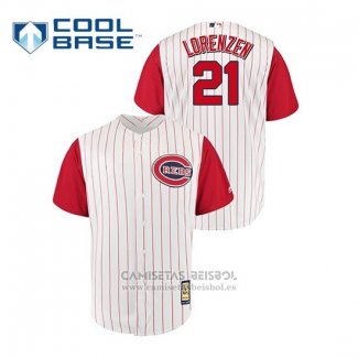 Camiseta Beisbol Hombre Cincinnati Reds Michael Lorenzen Throwback 1961 Cool Base Blanco Rojo