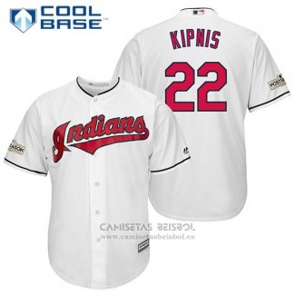 Camiseta Beisbol Hombre Cleveland Indians 2017 Postemporada 22 Jason Kipnis Blanco Cool Base