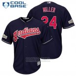 Camiseta Beisbol Hombre Cleveland Indians 2017 Postemporada 24 Andrew Miller Azul Cool Base