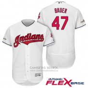 Camiseta Beisbol Hombre Cleveland Indians 2017 Postemporada Trevor Bauer Blanco Flex Base