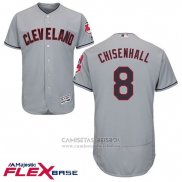 Camiseta Beisbol Hombre Cleveland Indians 8 Lonnie Chisenhall Gris Flex Base