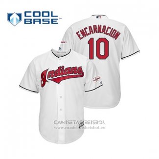 Camiseta Beisbol Hombre Cleveland Indians Edwin Encarnacion 2019 All Star Patch Cool Base Blanco