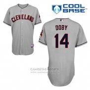Camiseta Beisbol Hombre Cleveland Indians Larry Doby 14 Gris Cool Base