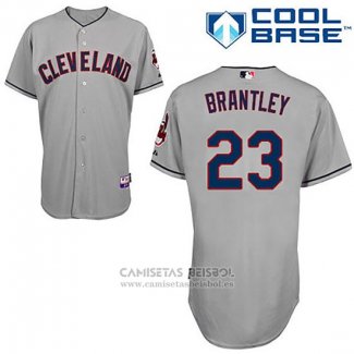 Camiseta Beisbol Hombre Cleveland Indians Michael Brantley Autentico Collection Gris Cool Base Jugador