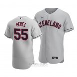 Camiseta Beisbol Hombre Cleveland Indians Roberto Perez Autentico Road Gris
