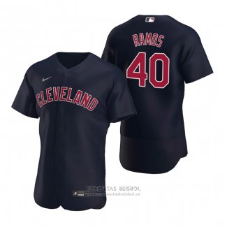 Camiseta Beisbol Hombre Cleveland Indians Wilson Ramos Autentico Alterno Azul