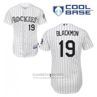 Camiseta Beisbol Hombre Colorado Rockies Charlie Blackmon 19 Blanco Primera Cool Base