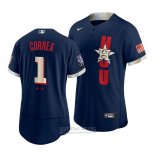 Camiseta Beisbol Hombre Houston Astros Carlos Correa 2021 All Star Autentico Azul