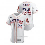 Camiseta Beisbol Hombre Houston Astros Nolan Ryan 2020 Stars & Stripes 4th of July Blanco