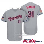 Camiseta Beisbol Hombre Kansas City Royals 2017 Estrellas y Rayas Ian Kennedy Gris Flex Base