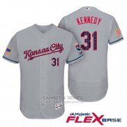 Camiseta Beisbol Hombre Kansas City Royals 2017 Estrellas y Rayas Ian Kennedy Gris Flex Base