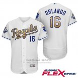 Camiseta Beisbol Hombre Kansas City Royals Campeones 16 Paulo Orlando Flex Base Oro