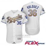 Camiseta Beisbol Hombre Kansas City Royals Campeones 36 Edinson Volquez Flex Base Oro