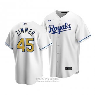 Camiseta Beisbol Hombre Kansas City Royals Kyle Zimmer Replica Cool Base Primera Blanco