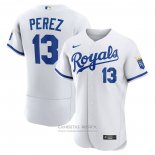 Camiseta Beisbol Hombre Kansas City Royals Salvador Perez 2022 Primera Autentico Blanco