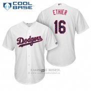 Camiseta Beisbol Hombre Los Angeles Dodgers 2017 Estrellas y Rayas Andre Ethier Blanco Cool Base