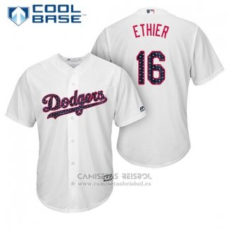 Camiseta Beisbol Hombre Los Angeles Dodgers 2017 Estrellas y Rayas Andre Ethier Blanco Cool Base