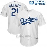Camiseta Beisbol Hombre Los Angeles Dodgers 21 Yu Darvish Blanco Cool Base