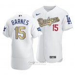 Camiseta Beisbol Hombre Los Angeles Dodgers Austin Barnes 2021 Gold Program Patch Autentico Blanco