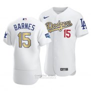 Camiseta Beisbol Hombre Los Angeles Dodgers Austin Barnes 2021 Gold Program Patch Autentico Blanco