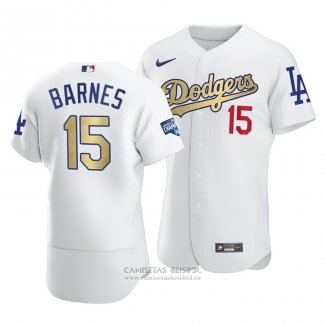 Camiseta Beisbol Hombre Los Angeles Dodgers Austin Barnes 2021 Gold Program Patch Autentico Blanco