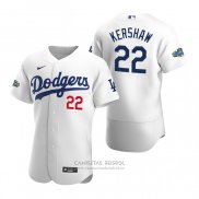 Camiseta Beisbol Hombre Los Angeles Dodgers Clayton Kershaw Autentico 2020 Primera Blanco