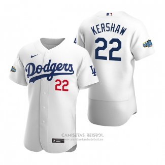 Camiseta Beisbol Hombre Los Angeles Dodgers Clayton Kershaw Autentico 2020 Primera Blanco