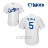 Camiseta Beisbol Hombre Los Angeles Dodgers Corey Seager 5 Blanco Primera Cool Base