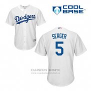 Camiseta Beisbol Hombre Los Angeles Dodgers Corey Seager 5 Blanco Primera Cool Base