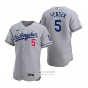 Camiseta Beisbol Hombre Los Angeles Dodgers Corey Seager Autentico 2020 Road Gris