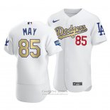 Camiseta Beisbol Hombre Los Angeles Dodgers Dustin May 2021 Gold Program Patch Autentico Blanco