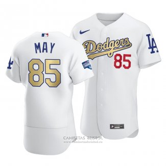 Camiseta Beisbol Hombre Los Angeles Dodgers Dustin May 2021 Gold Program Patch Autentico Blanco