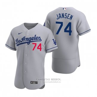 Camiseta Beisbol Hombre Los Angeles Dodgers Kenley Jansen Autentico 2020 Road Gris