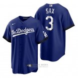 Camiseta Beisbol Hombre Los Angeles Dodgers Steve Sax 2021 City Connect Replica Azul