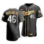 Camiseta Beisbol Hombre Los Angeles Dodgers Tony Gonsolin Black 2020 World Series Champions Golden Limited Authentic