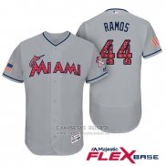Camiseta Beisbol Hombre Miami Marlins 2017 Estrellas y Rayas A.j. Ramos Gris Flex Base