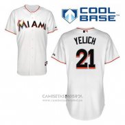 Camiseta Beisbol Hombre Miami Marlins Christian Yelich 21 Blanco Primera Cool Base