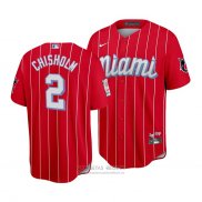 Camiseta Beisbol Hombre Miami Marlins Jazz Chisholm 2021 City Connect Replica Rojo