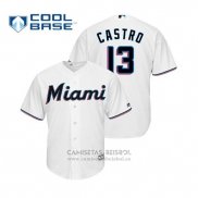 Camiseta Beisbol Hombre Miami Marlins Starlin Castro Cool Base Primera 2019 Blanco