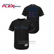 Camiseta Beisbol Hombre Miami Marlins Trevor Richards 150th Aniversario Patch 2019 Flex Base Negro