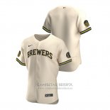 Camiseta Beisbol Hombre Milwaukee Brewers Autentico 2020 Alterno Crema