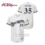 Camiseta Beisbol Hombre Milwaukee Brewers Brent Suter Autentico Flex Base Blanco