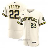 Camiseta Beisbol Hombre Milwaukee Brewers Christian Yelich Primera Autentico Crema