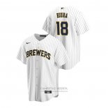 Camiseta Beisbol Hombre Milwaukee Brewers Keston Hiura Replica Alterno Blanco