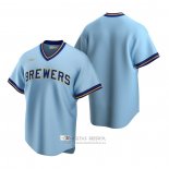 Camiseta Beisbol Hombre Milwaukee Brewers Powder Cooperstown Collection Road Azul
