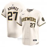 Camiseta Beisbol Hombre Milwaukee Brewers Willy Adames Primera Limited Crema