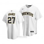 Camiseta Beisbol Hombre Milwaukee Brewers Willy Adames Replica Blanco Azul