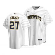 Camiseta Beisbol Hombre Milwaukee Brewers Willy Adames Replica Blanco Azul