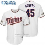 Camiseta Beisbol Hombre Minnesota Twins 2017 Postemporada Phil Hughes Blanco Cool Base